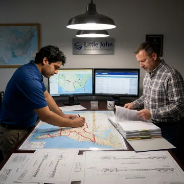 Heavy haul logistics team planning an oversize freight route
