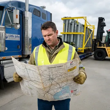 Heavy-haul truck planning an oversize freight route