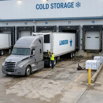 Refrigerated trailer being inspected before loading