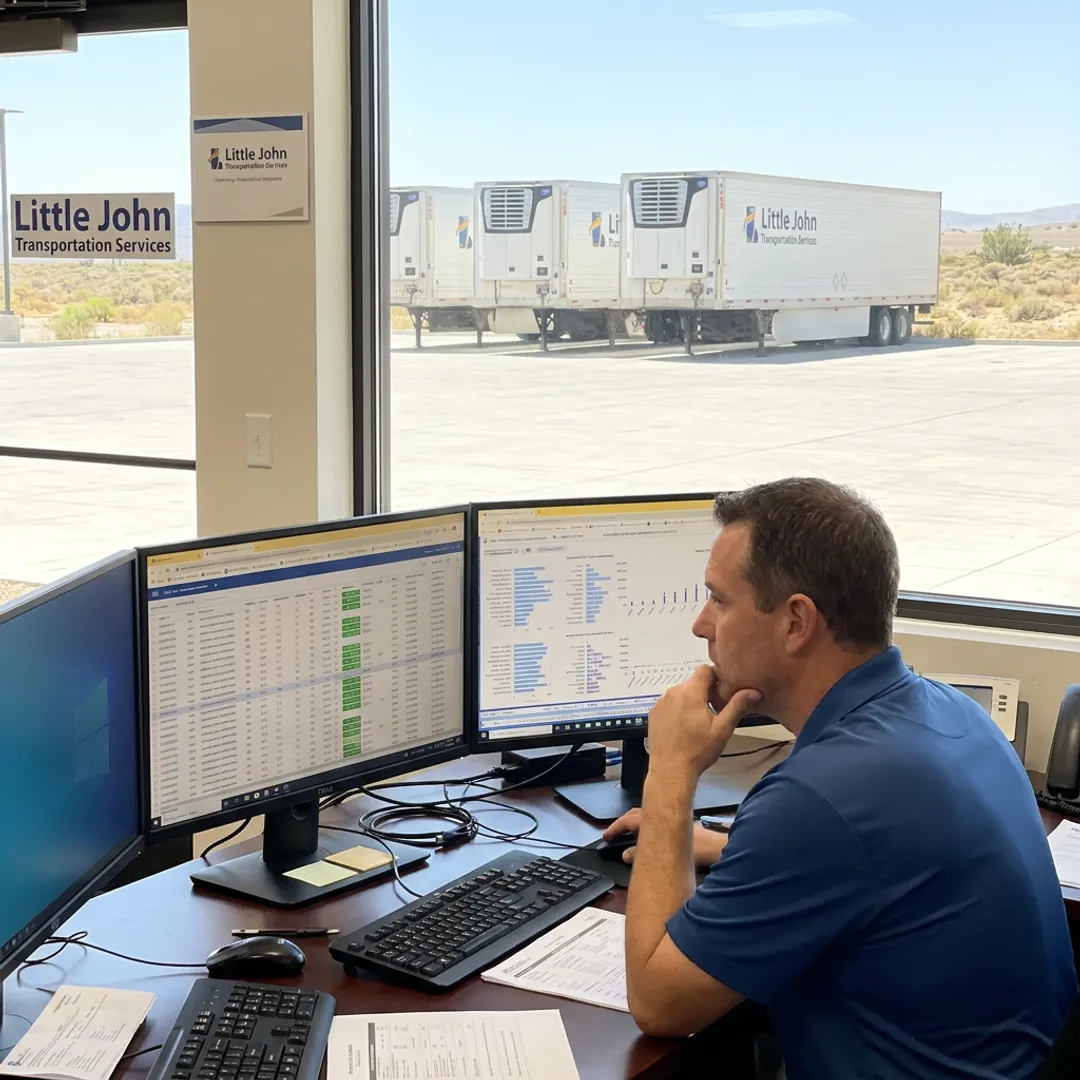 Dispatcher monitoring refrigerated freight shipment data
