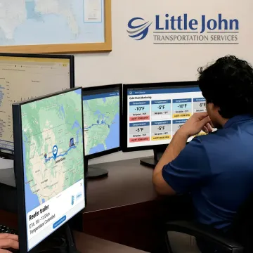 Dispatcher monitoring refrigerated freight shipment