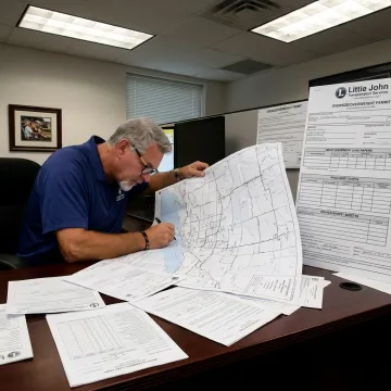 Flatbed freight coordinator planning a heavy-haul route