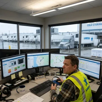 Dispatcher monitoring refrigerated freight shipment