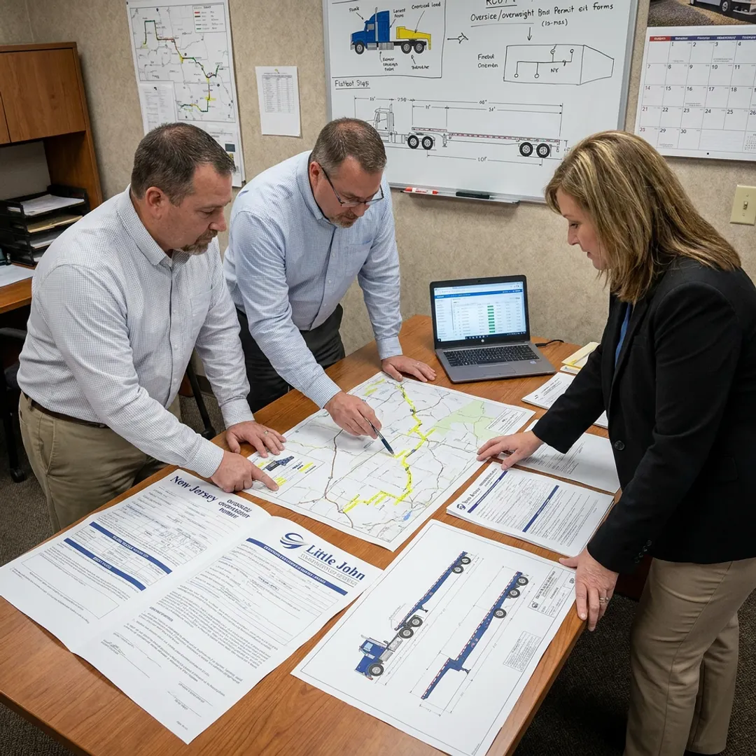 Heavy haul team planning an oversize route