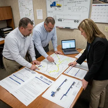 Heavy haul team planning an oversize route