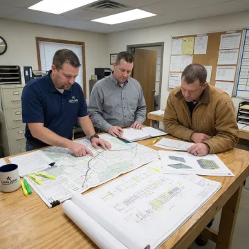 Heavy haul dispatcher reviewing route plans