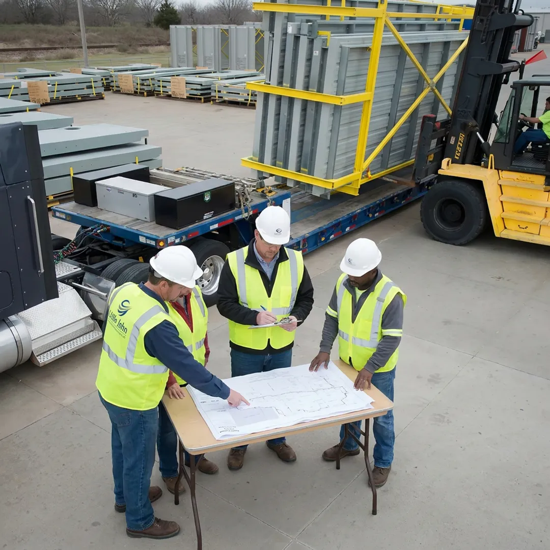 Heavy-haul team planning an oversized freight route