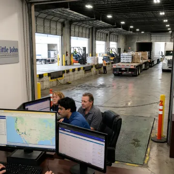 Logistics team coordinating freight routes