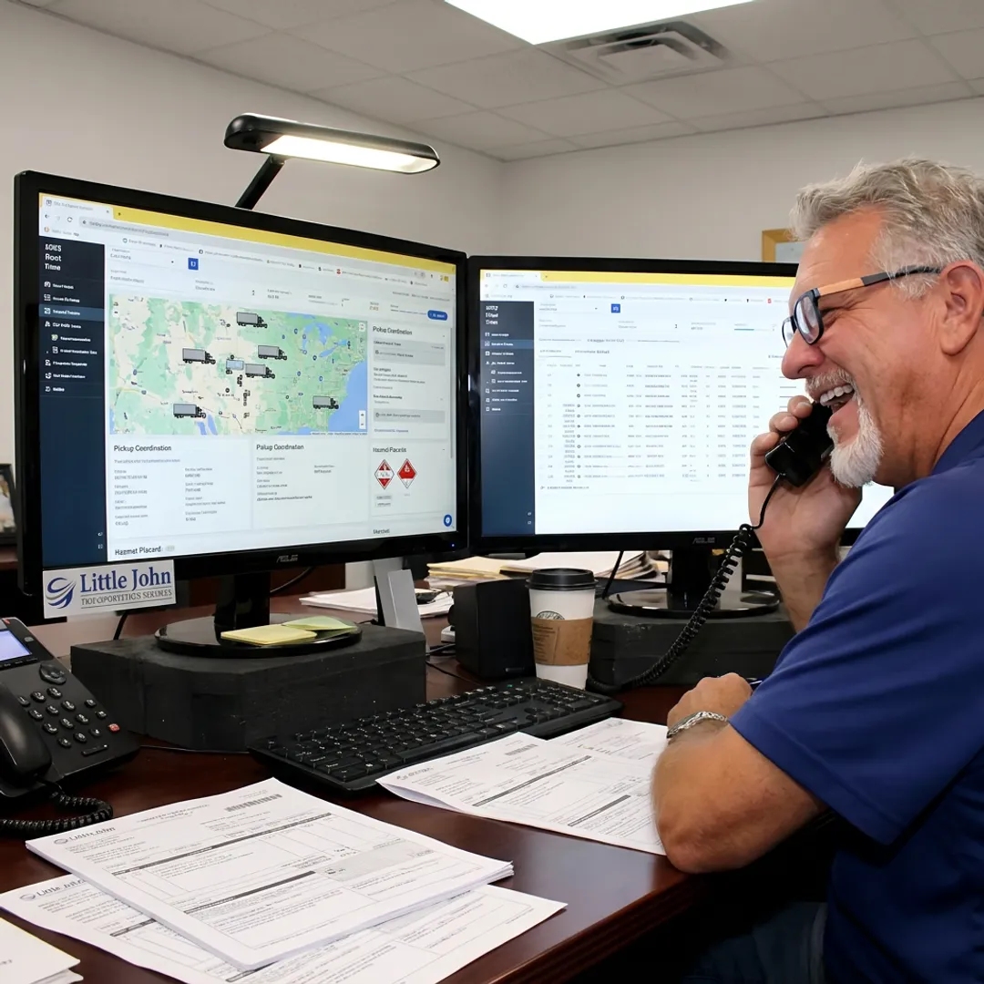 Dispatcher coordinating a freight pickup