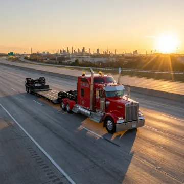 Freight truck traveling on an interstate highway