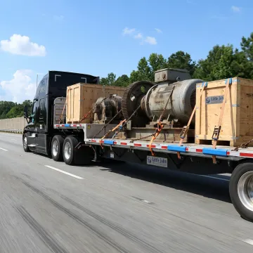 Specialized freight truck transporting industrial cargo