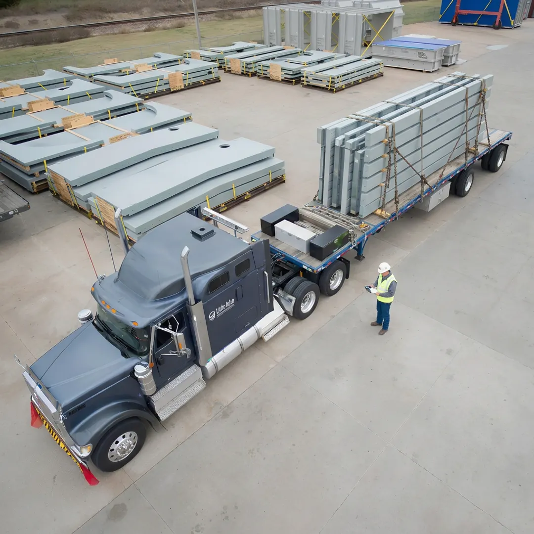 Logistics specialist reviewing a complex freight shipment
