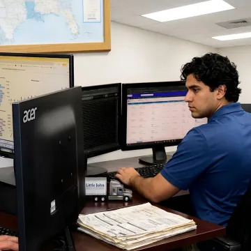 Freight coordinator reviewing trucking shipment details