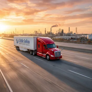 Tractor-trailer hauling freight on a U.S. highway
