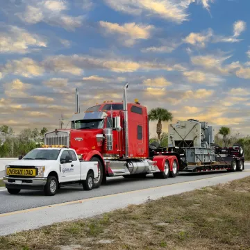 Heavy-haul truck transporting oversized industrial equipment