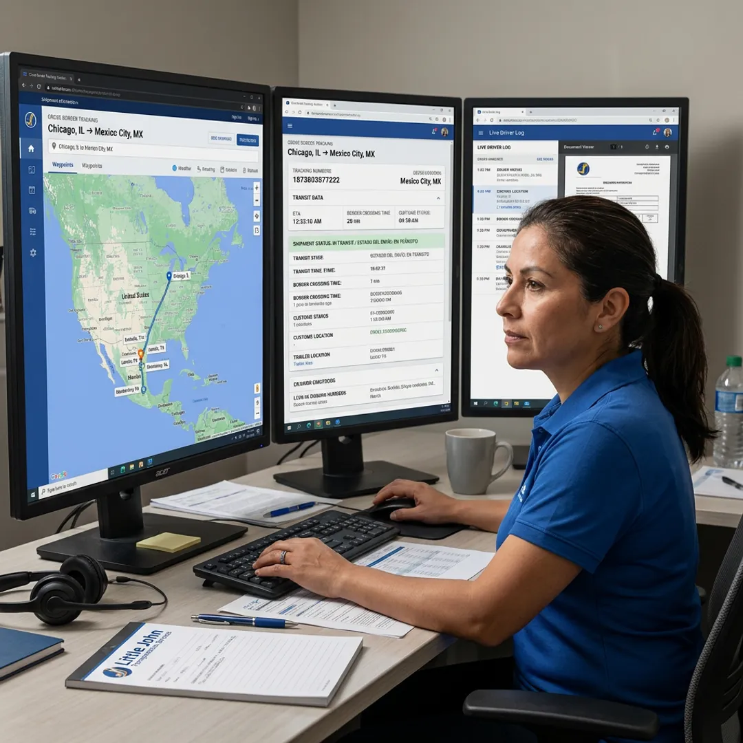 Logistics coordinator monitoring cross-border freight movement