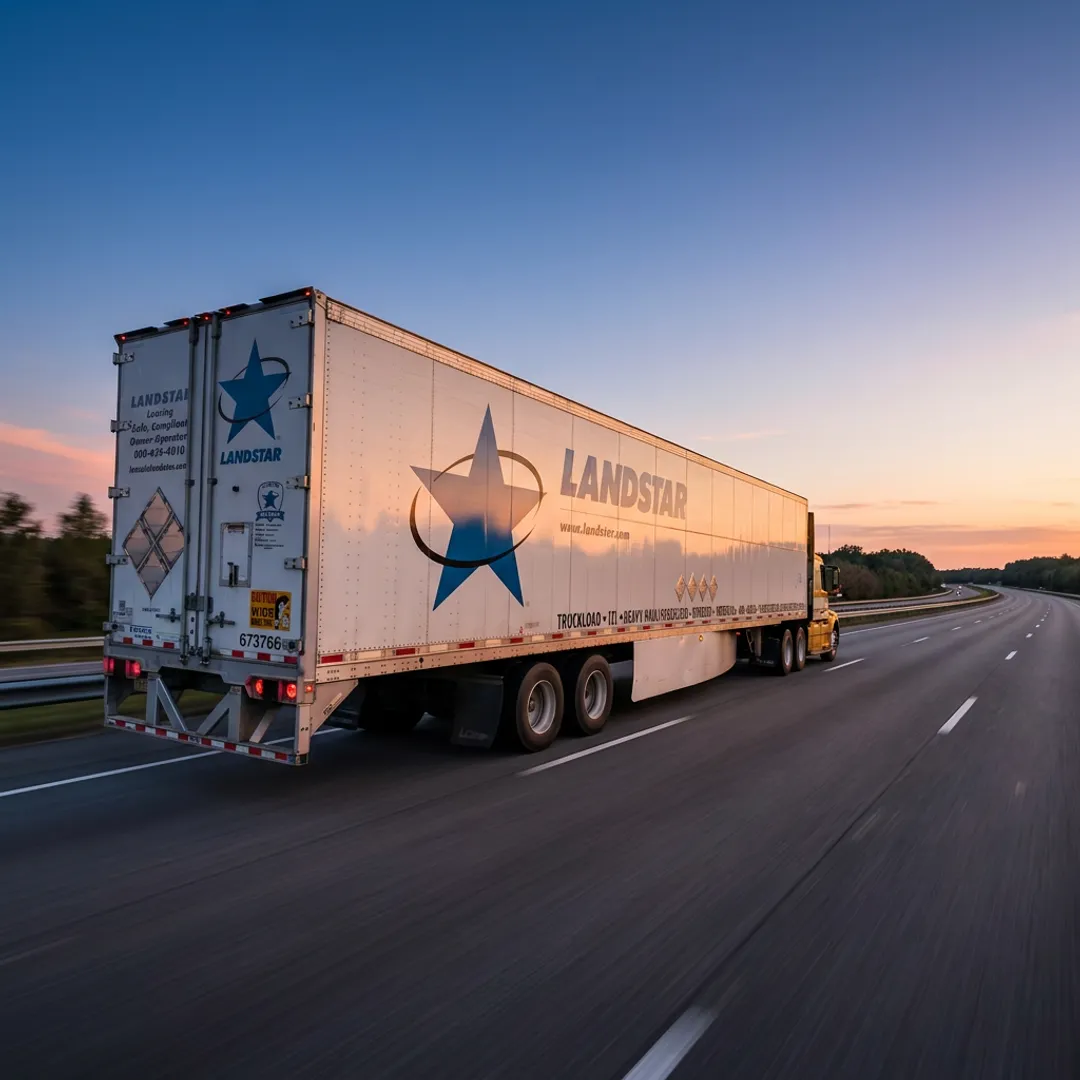Expedited freight truck traveling on a highway