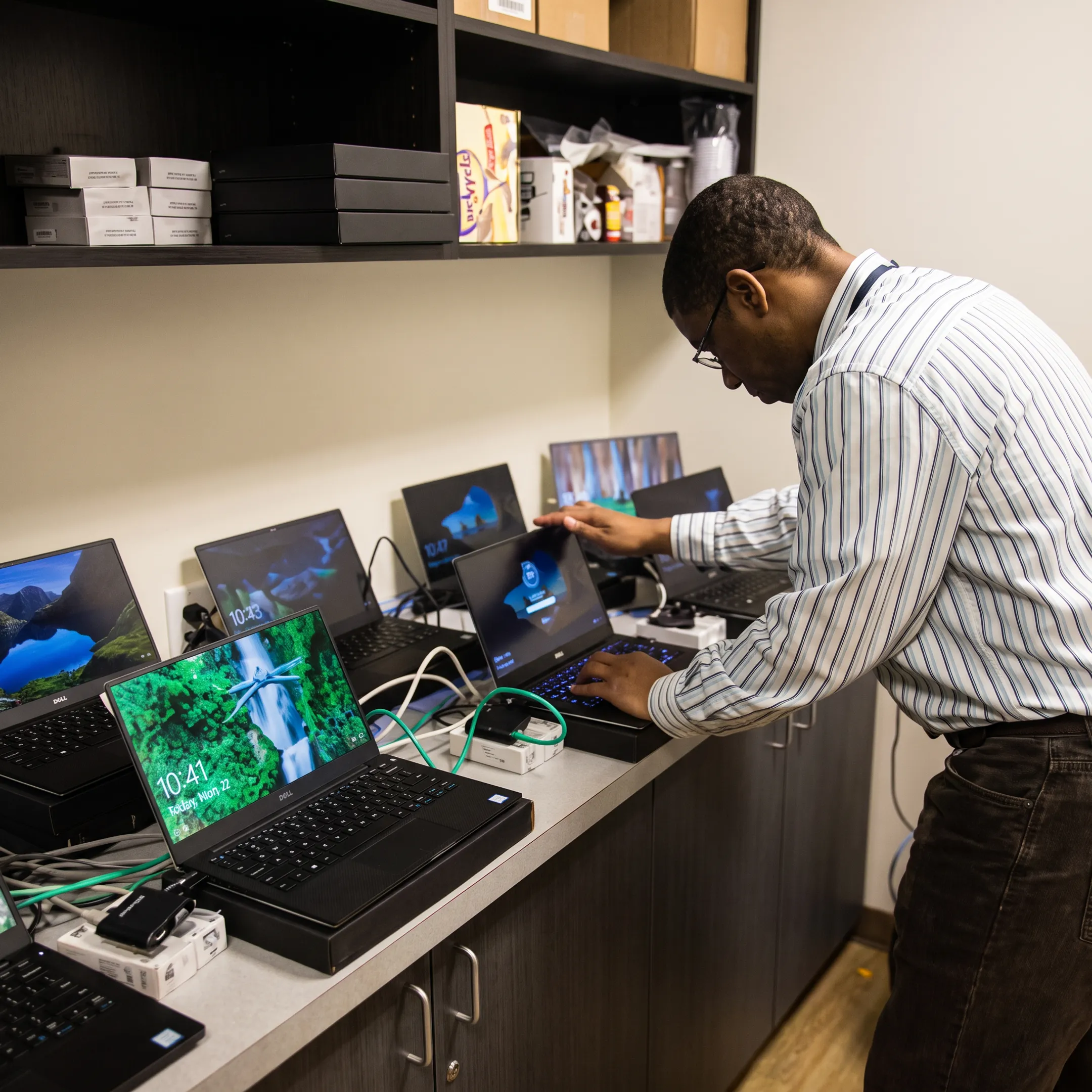Technician supporting employees during a Microsoft 365 migration