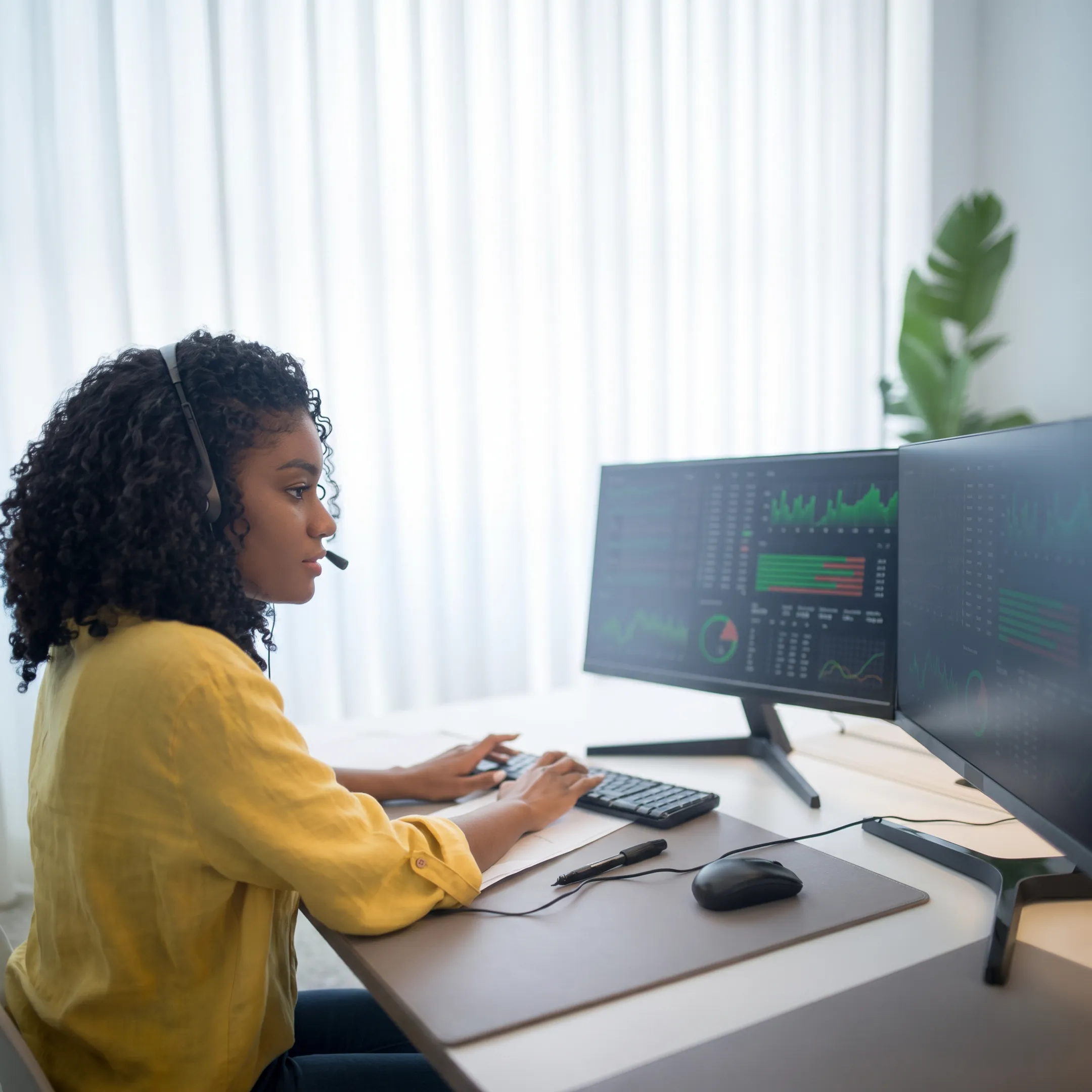 Technician reviewing managed firewall protection for a business network