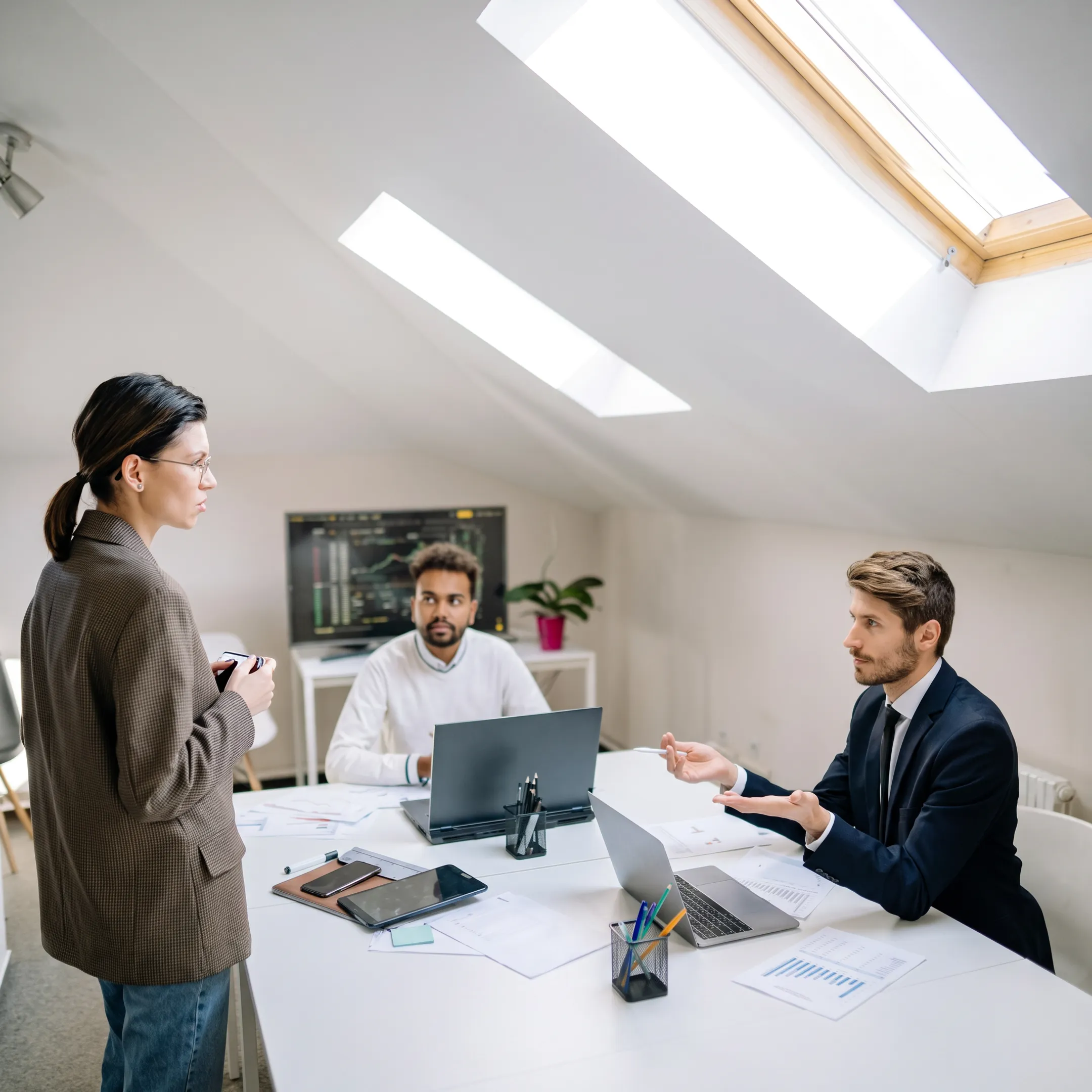 IT consultant reviewing business technology systems with a client