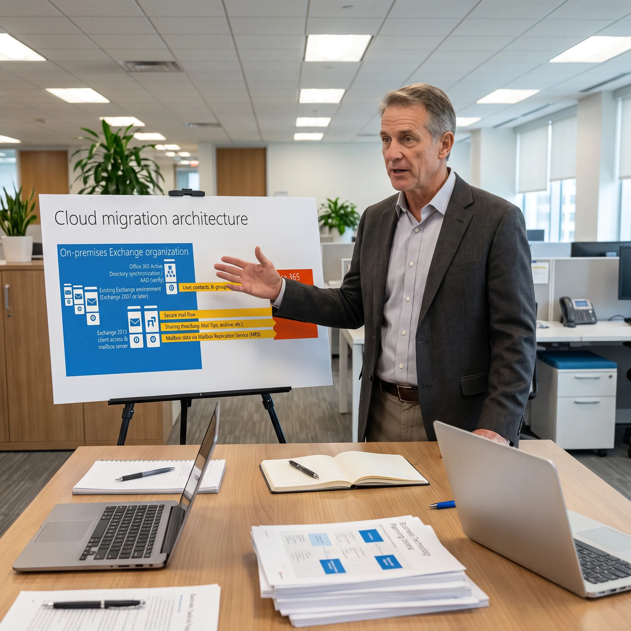 IT consultant mapping a cloud migration plan