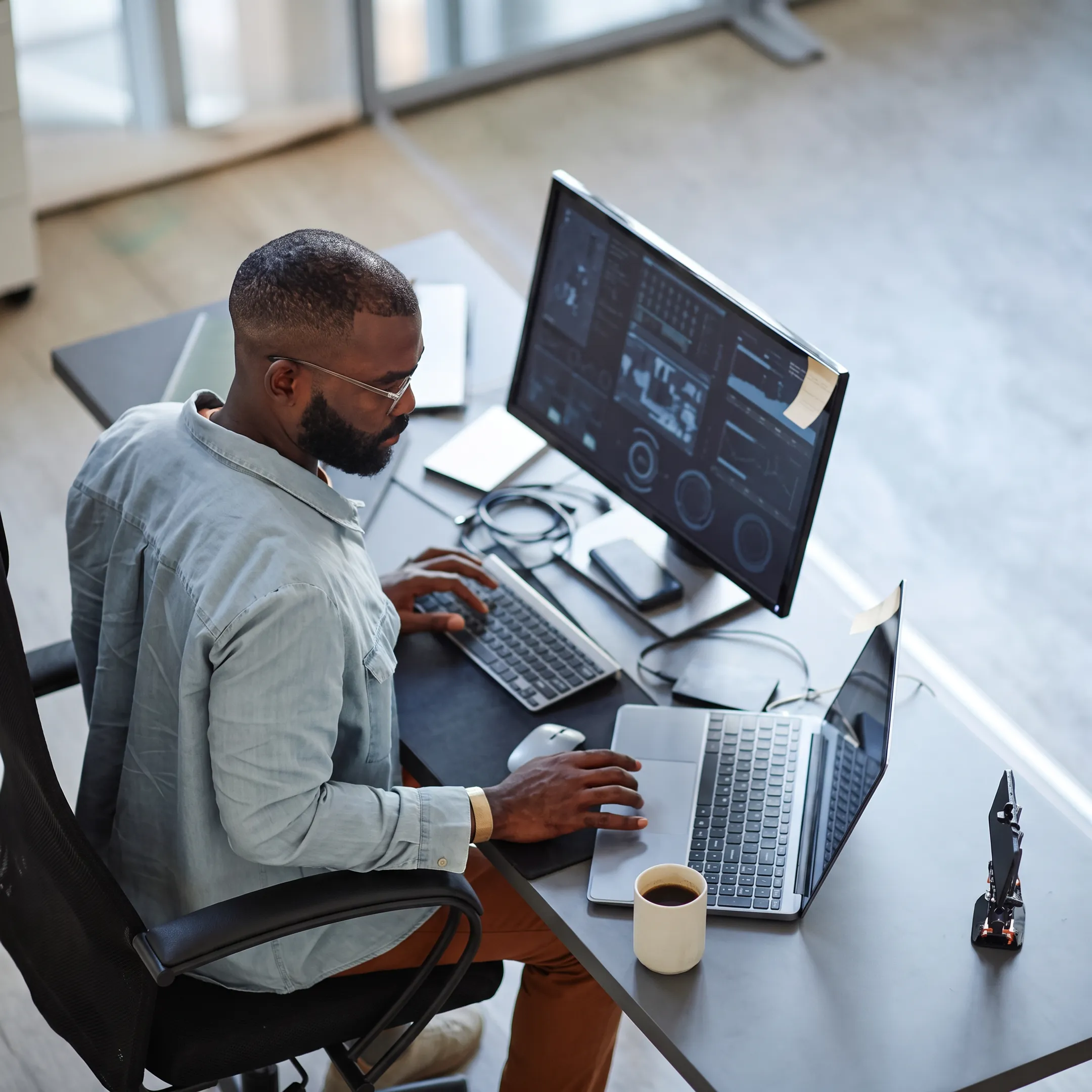 Security operations team monitoring business cyber threats
