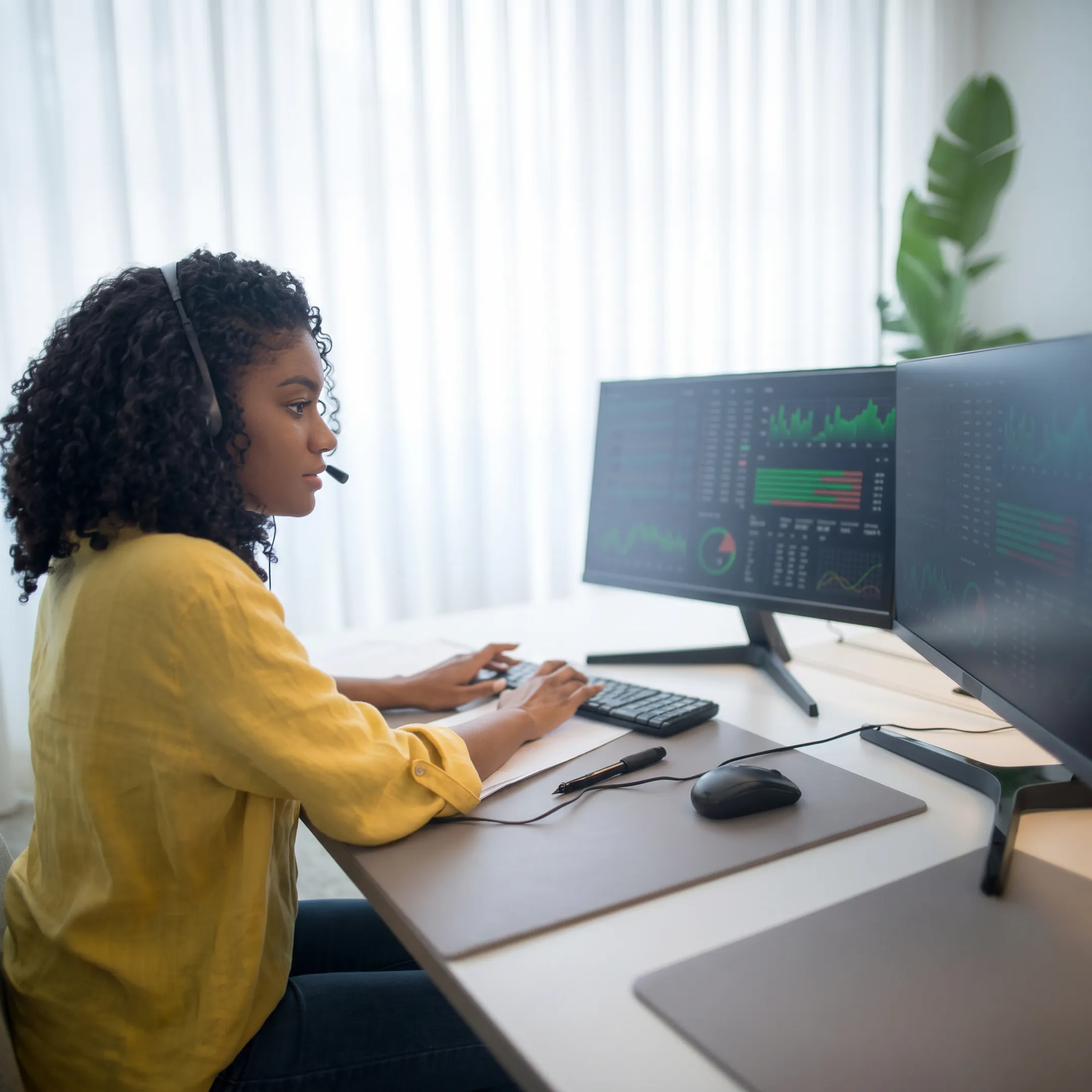 Technician monitoring business IT systems
