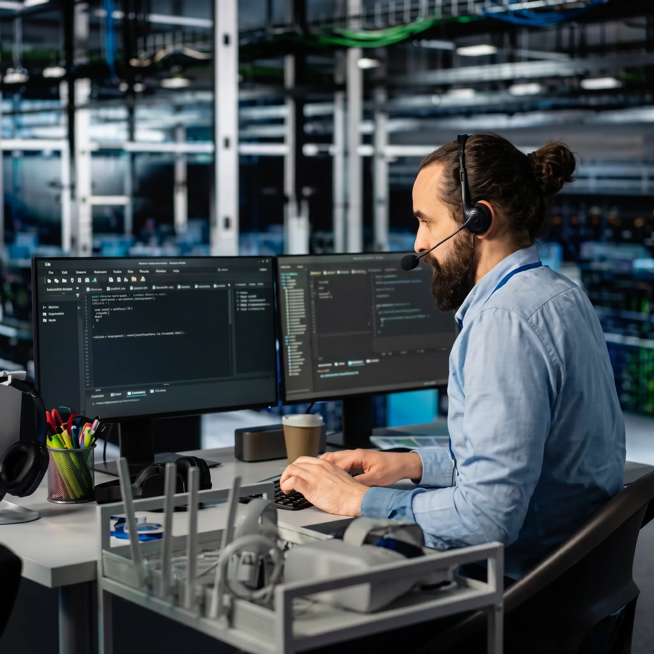 IT professional reviewing proactive monitoring and security data