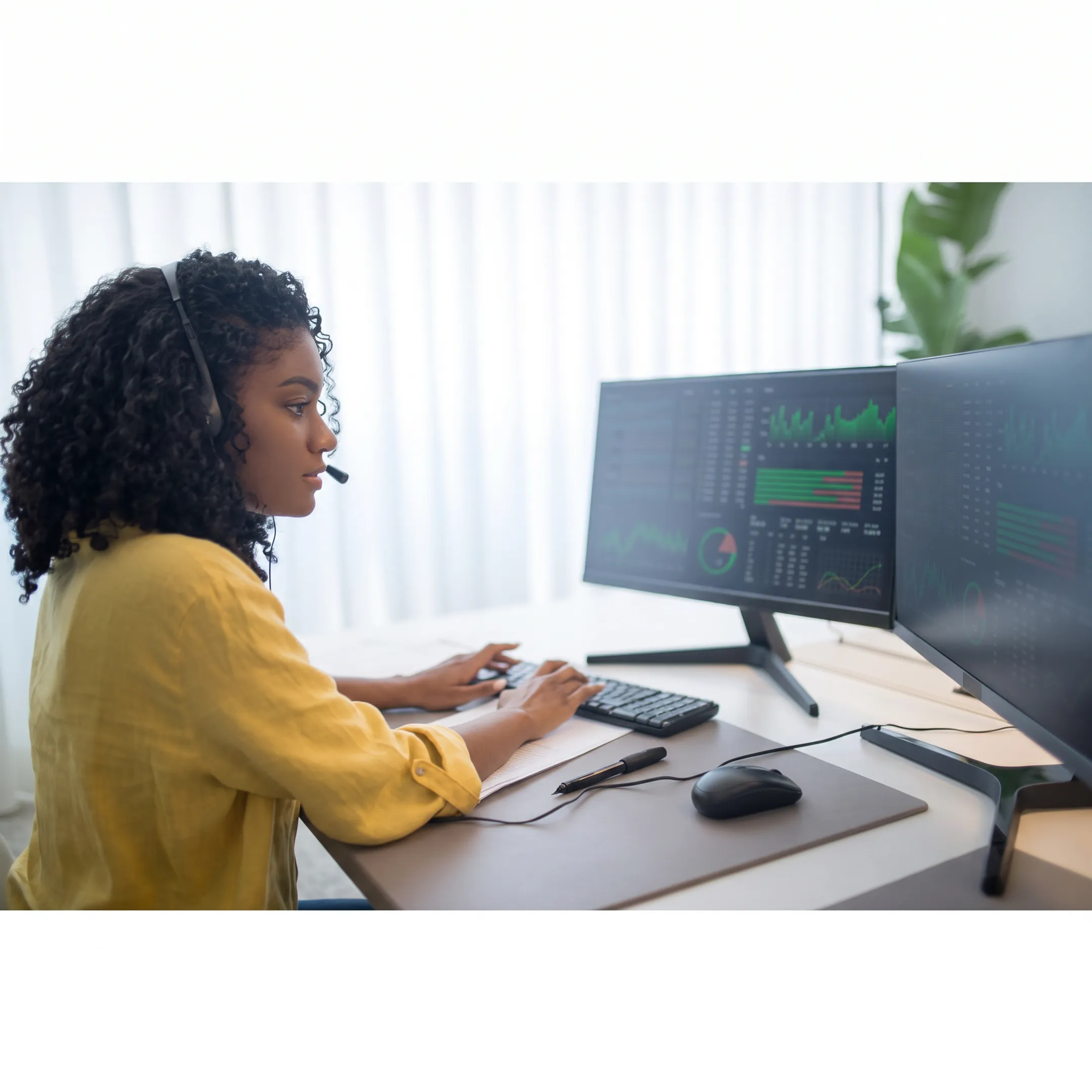 Technician providing remote IT support to a business