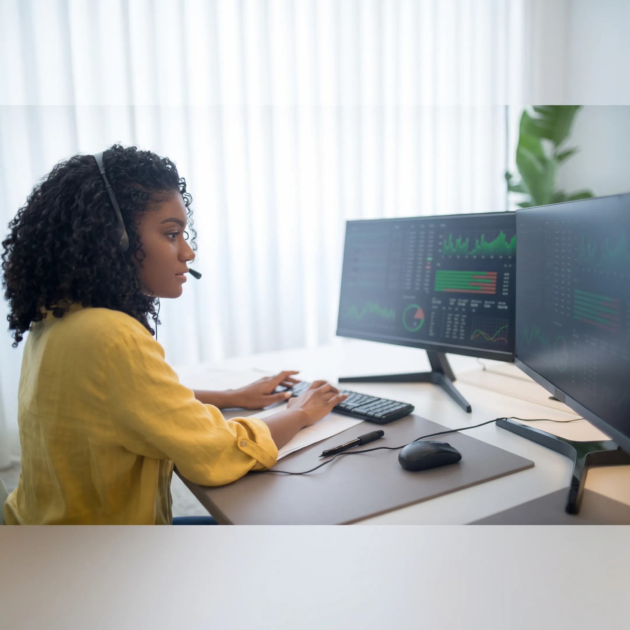 Technician reviewing protected network infrastructure