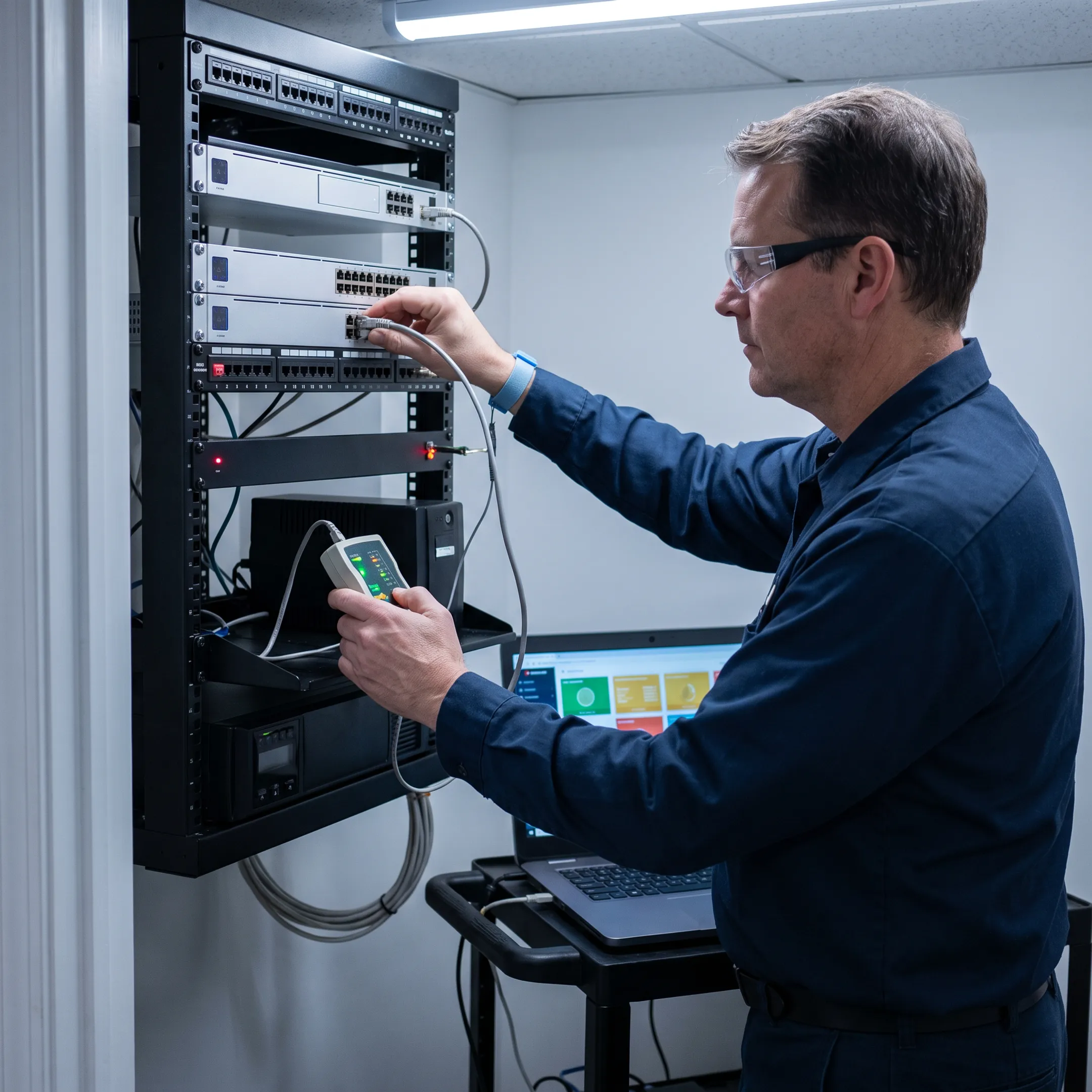 Technician resolving a business IT issue