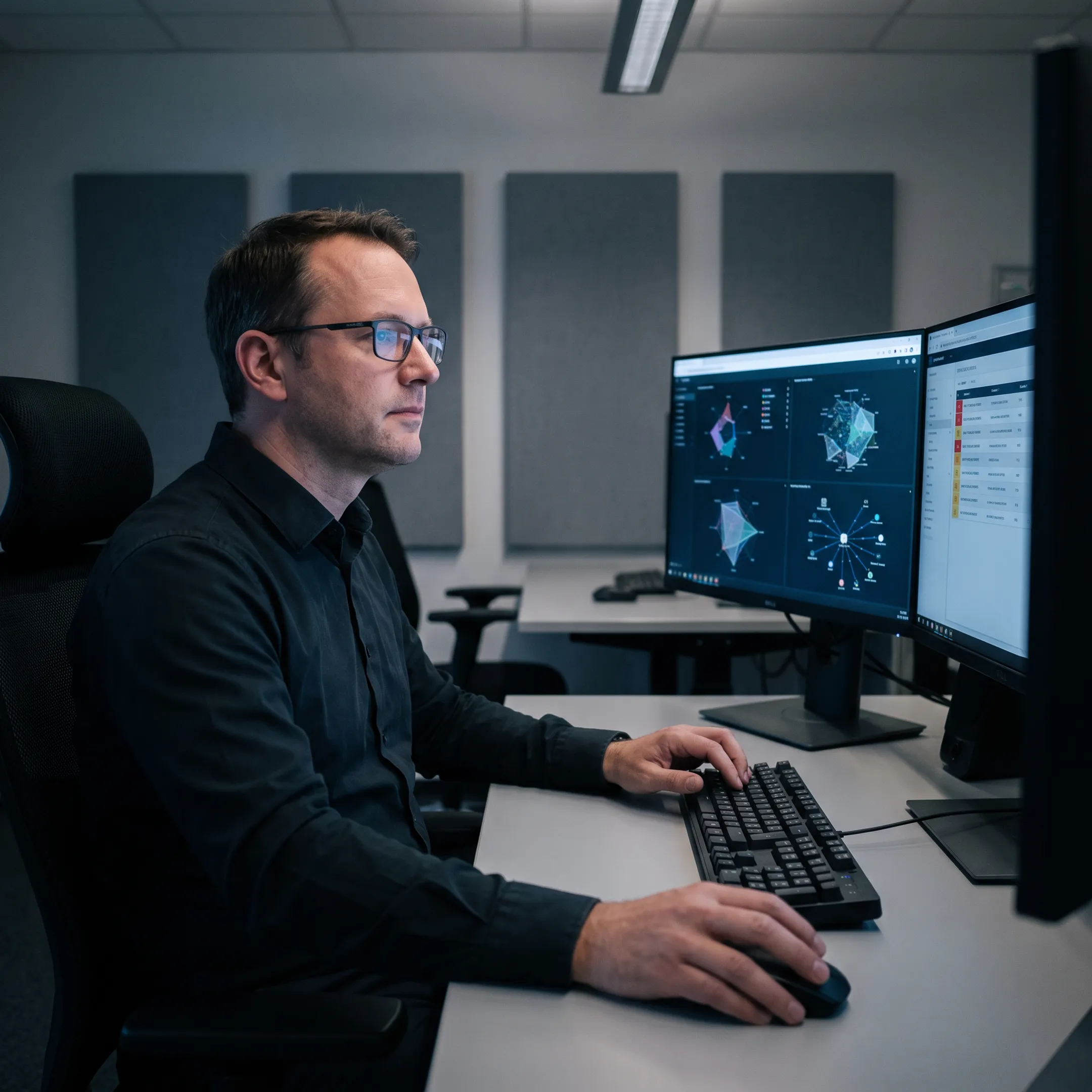 Analyst reviewing managed threat detection alerts