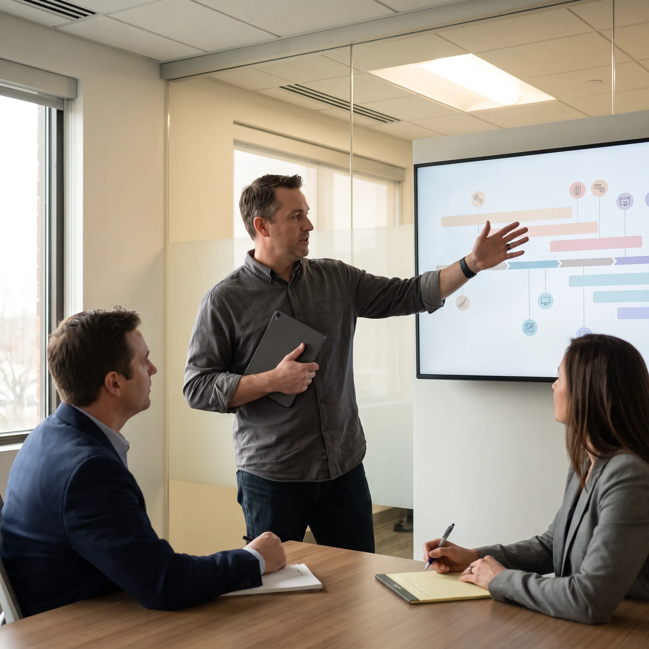 Consultant presenting a technology strategy to business owners