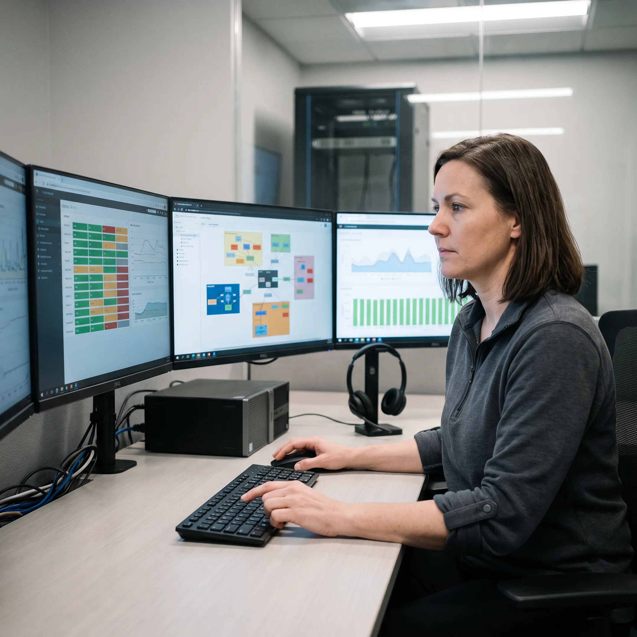 Managed IT technician monitoring business systems
