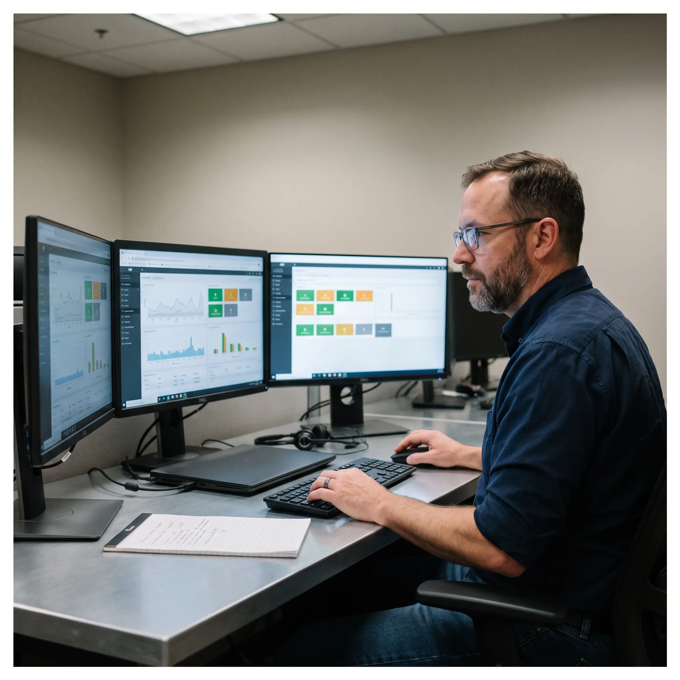IT professional reviewing proactive monitoring and security data