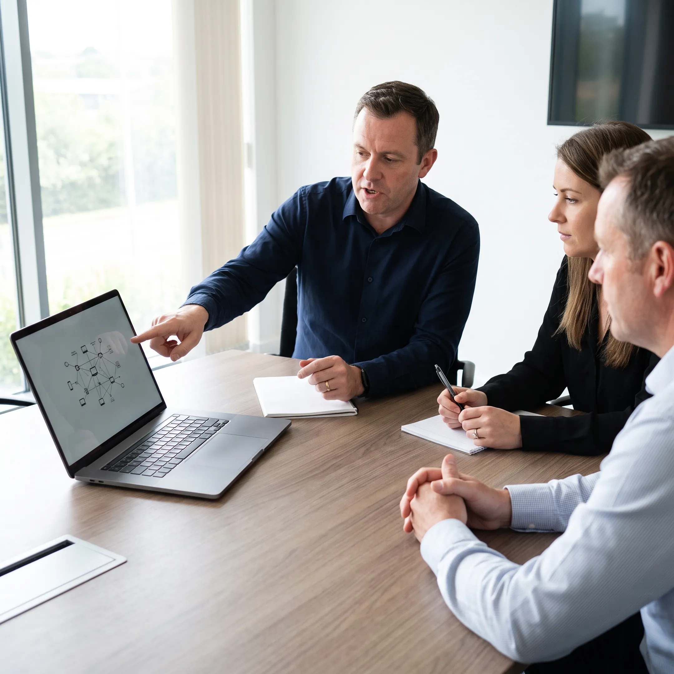 Nonprofit staff meeting with managed IT support specialist