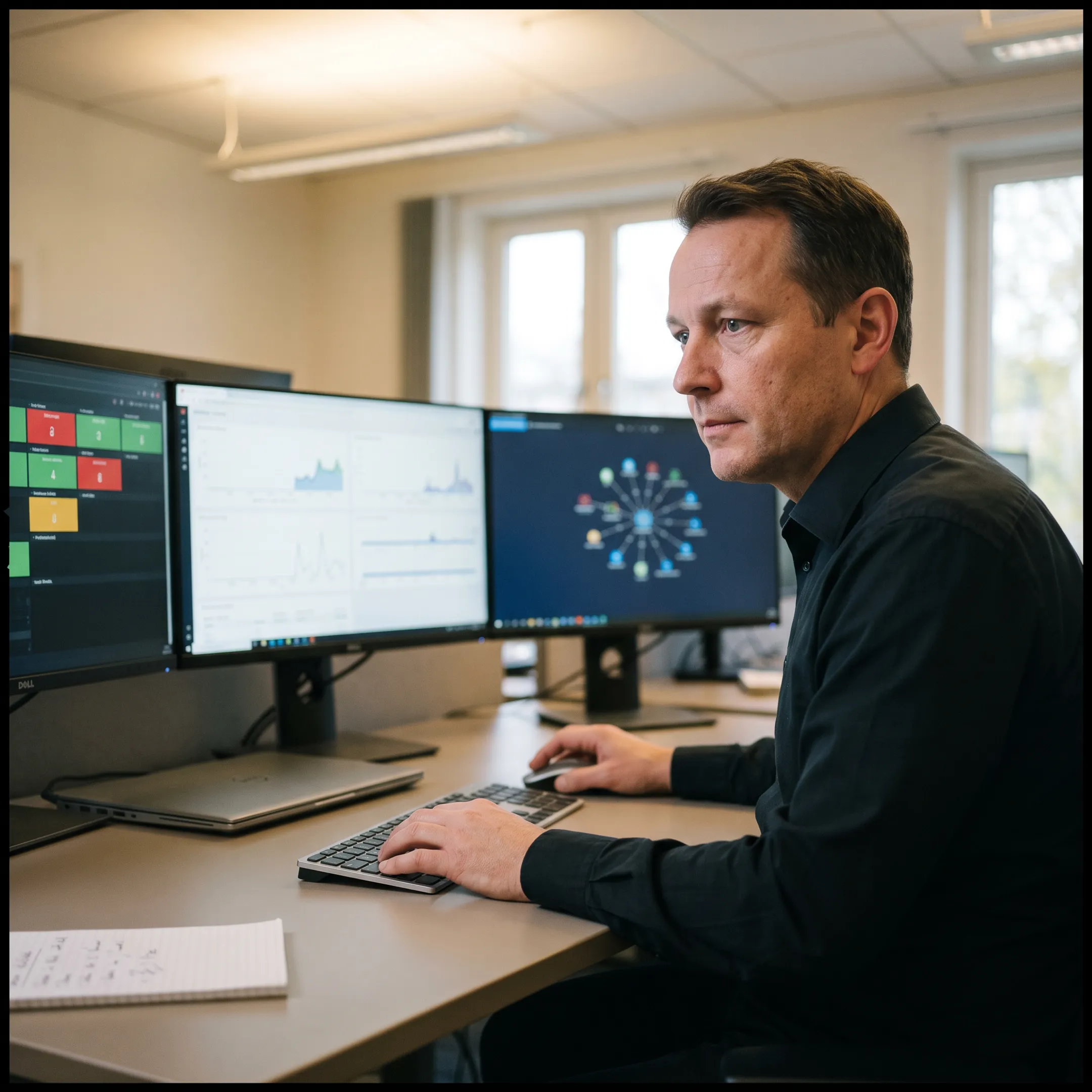 IT specialist reviewing cybersecurity controls