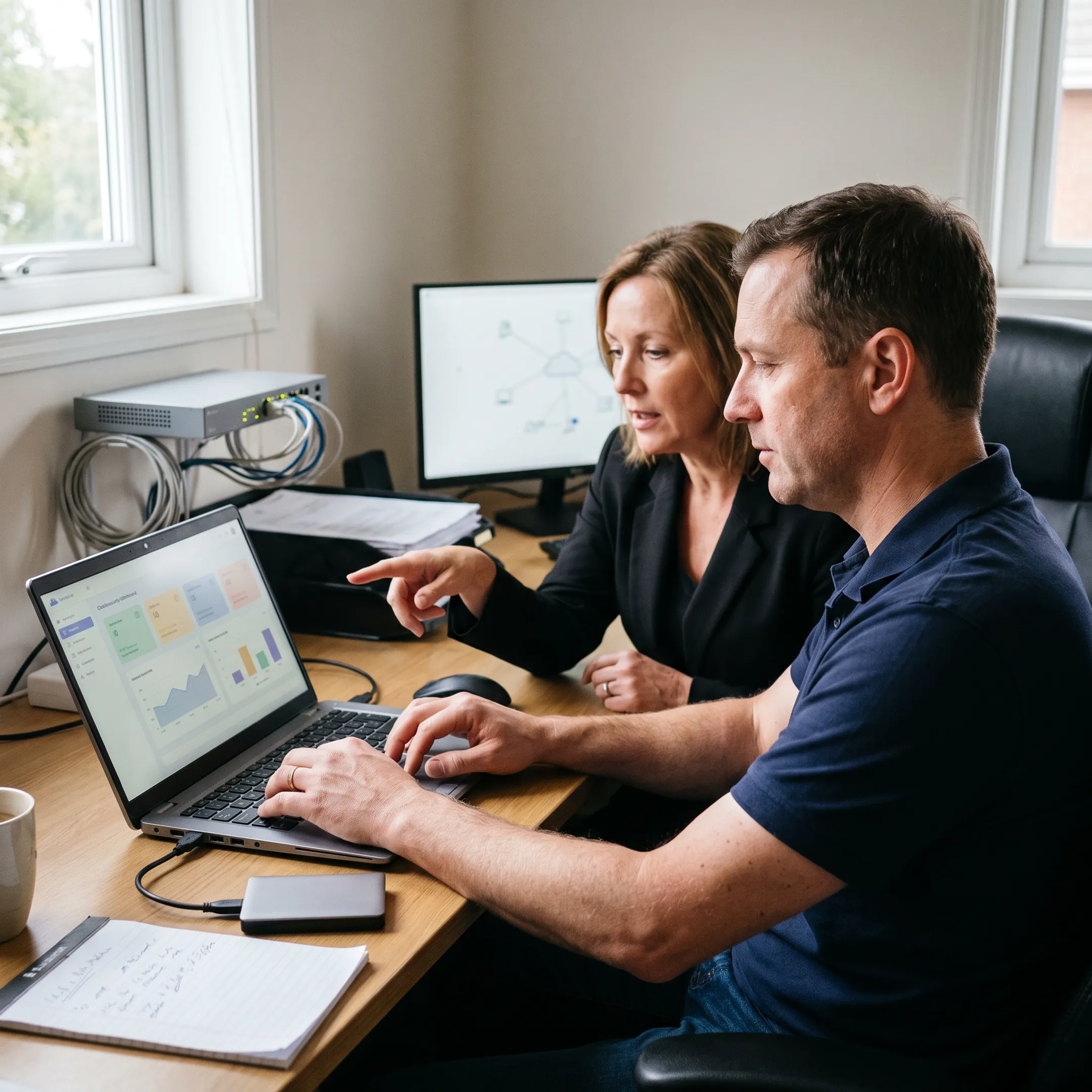 Technician providing small business IT support
