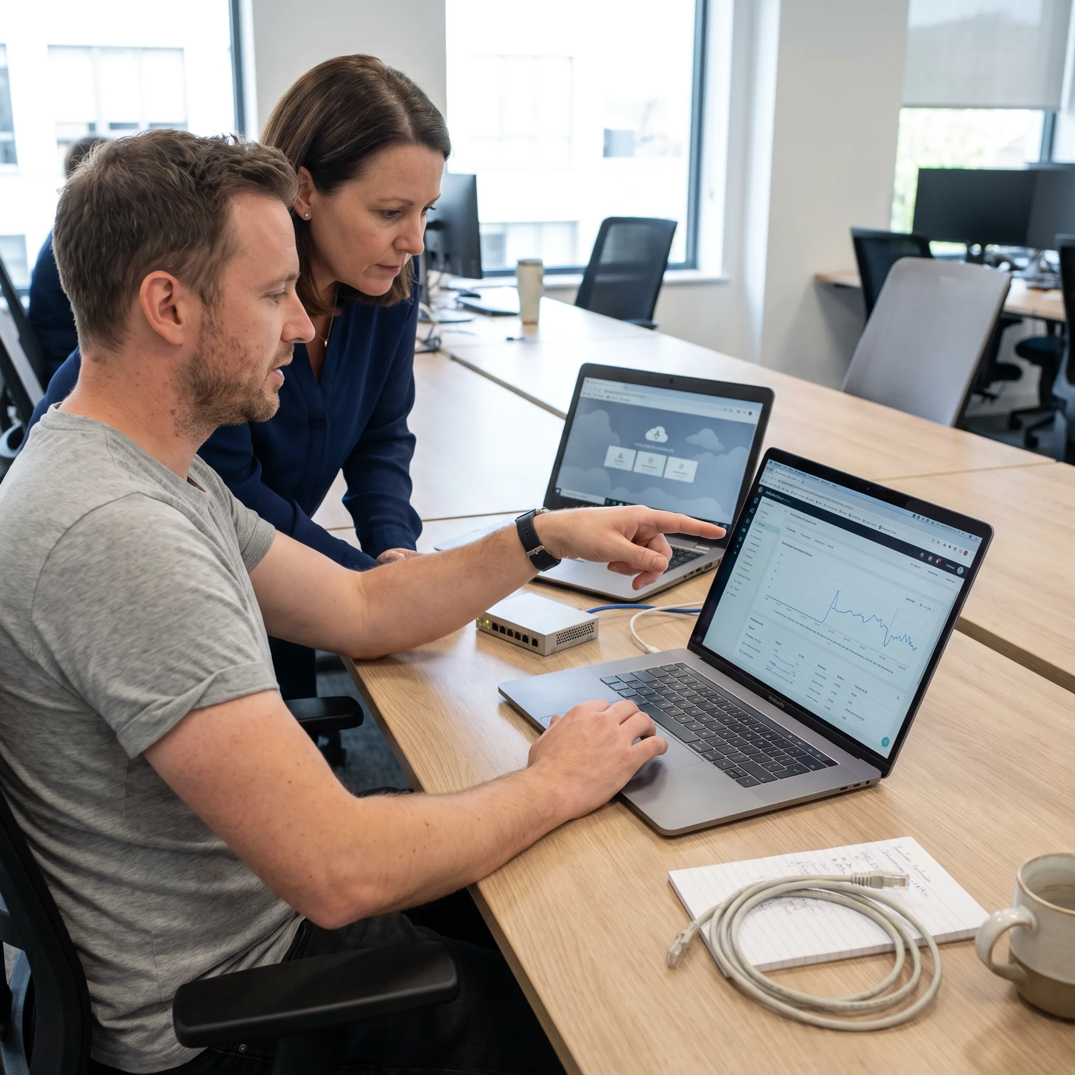 Technician assisting a business with managed IT