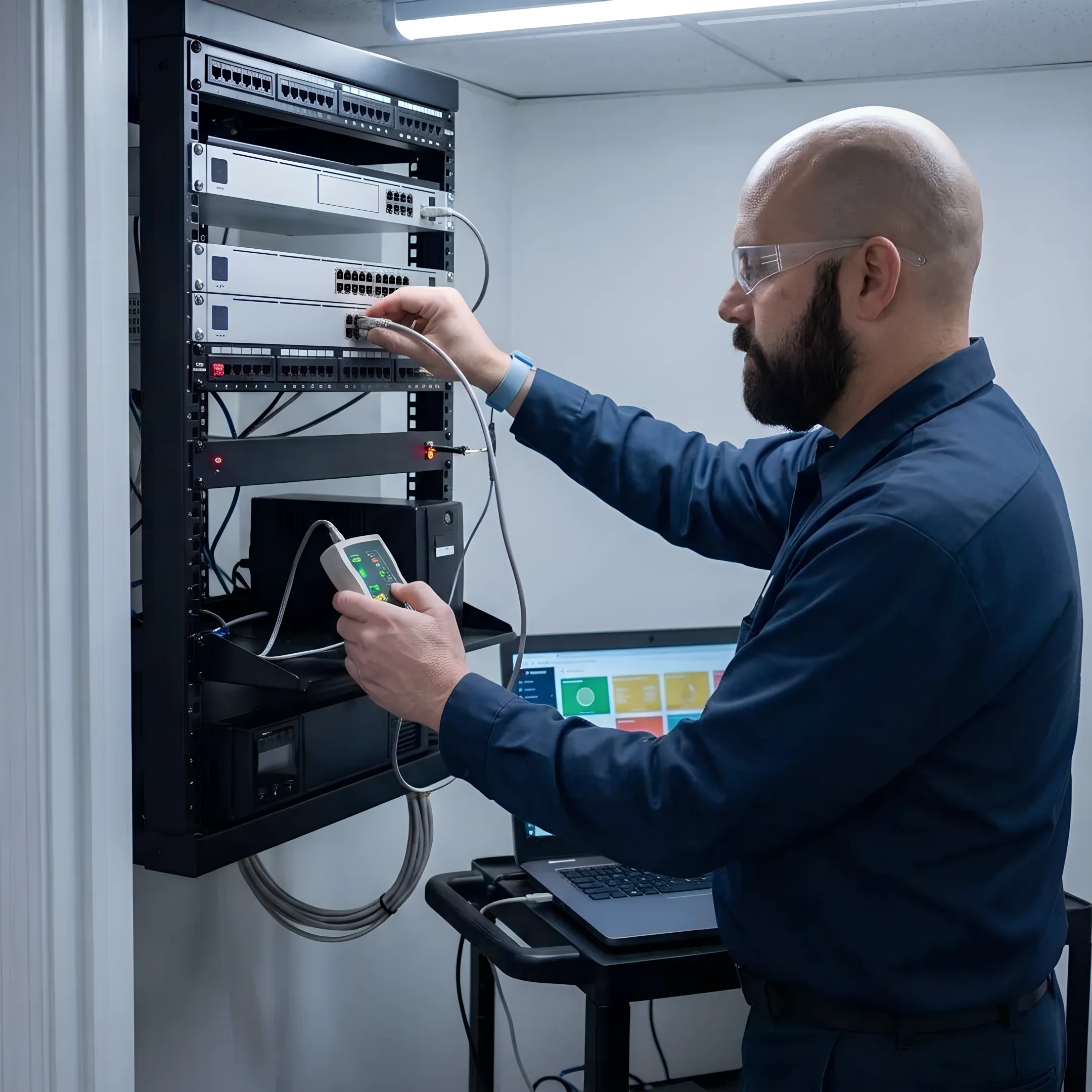 Technician resolving a business IT issue