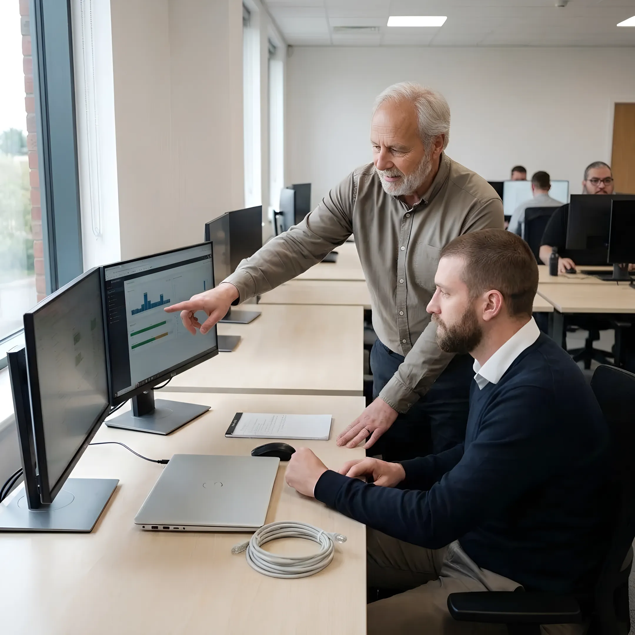 Technician helping a business resolve an IT issue