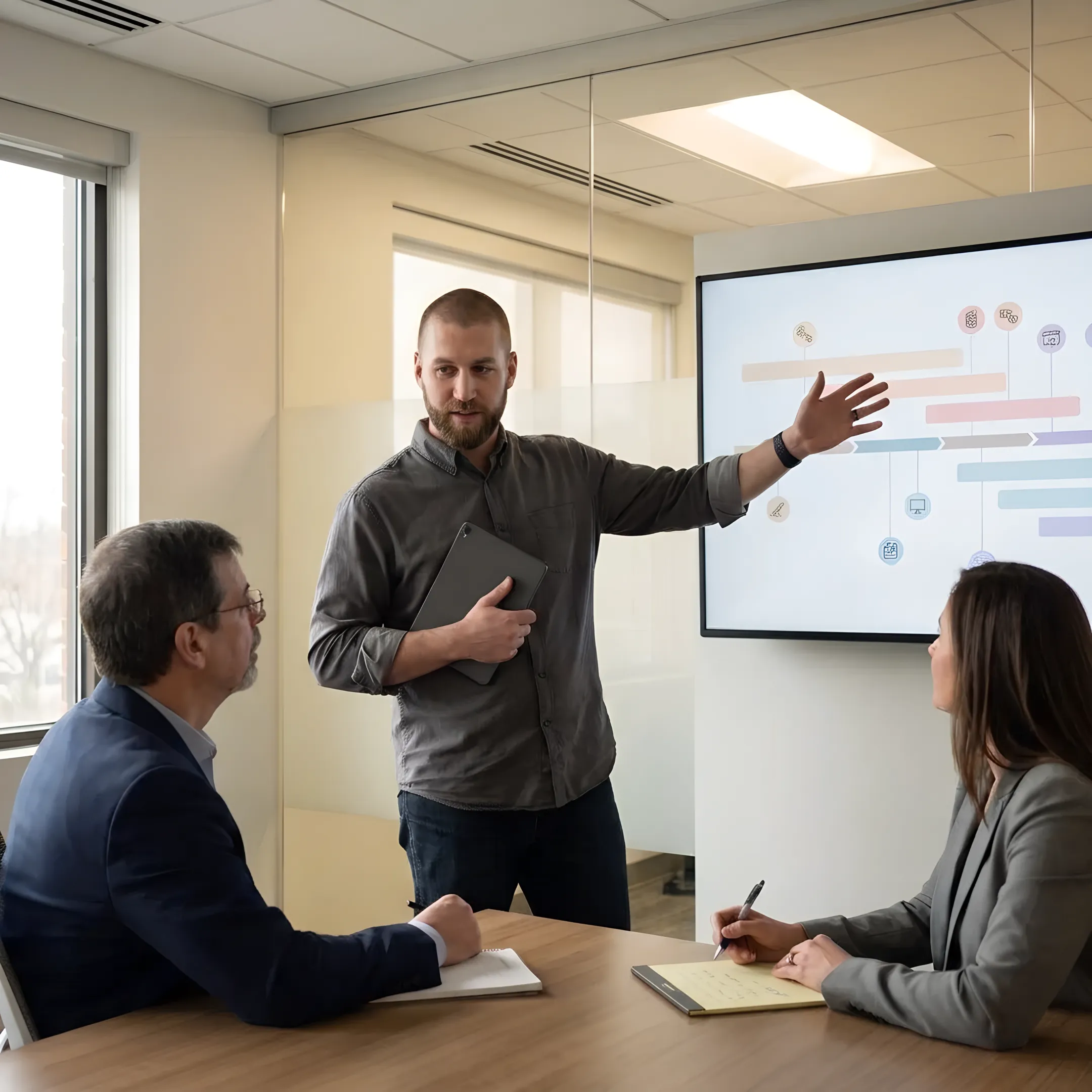 Consultant presenting a technology strategy to business owners