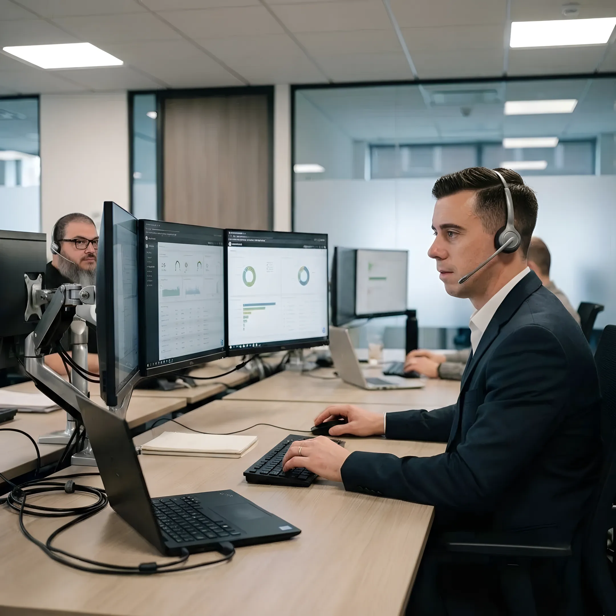 IT support technician assisting a business with computer systems