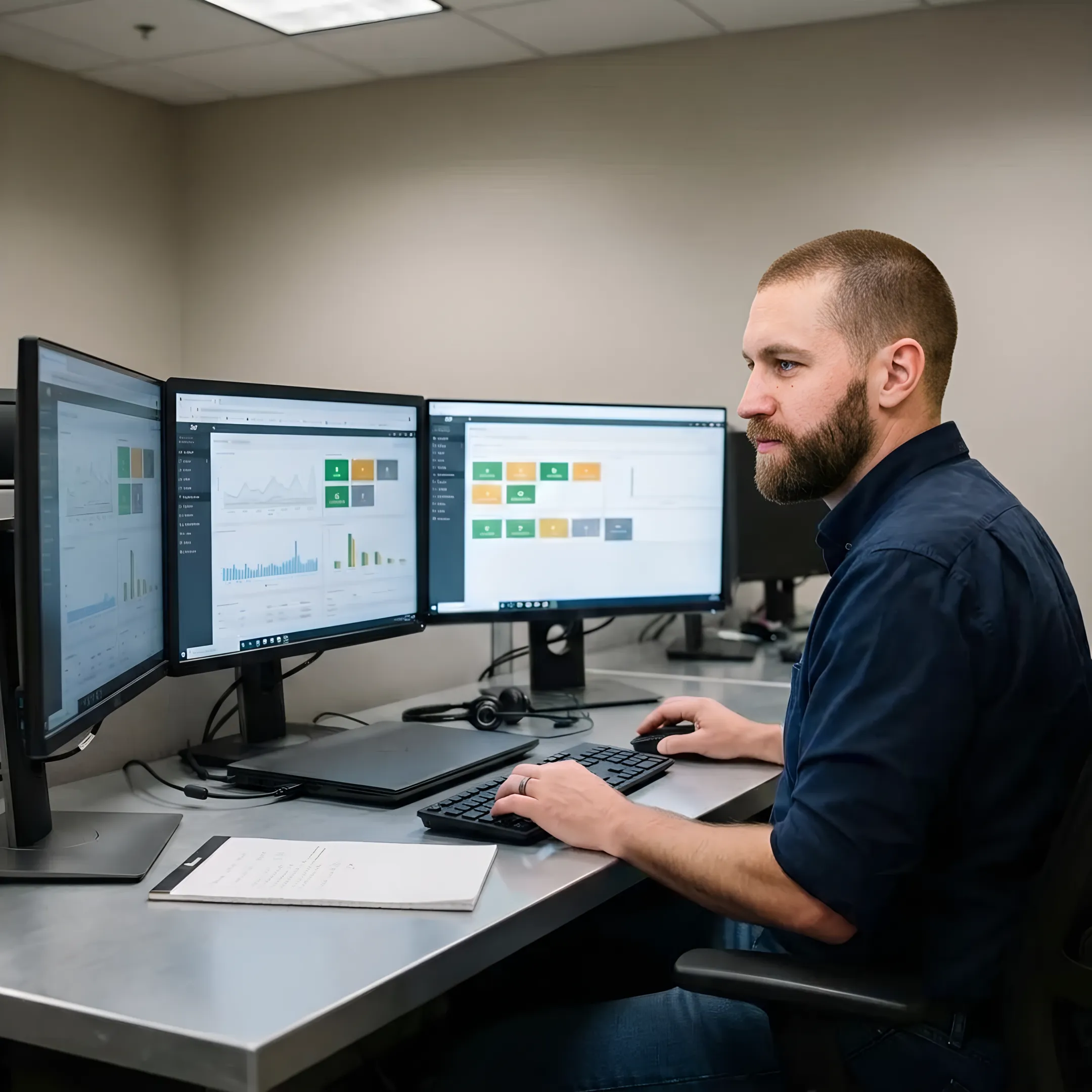 IT professional reviewing proactive monitoring and security data
