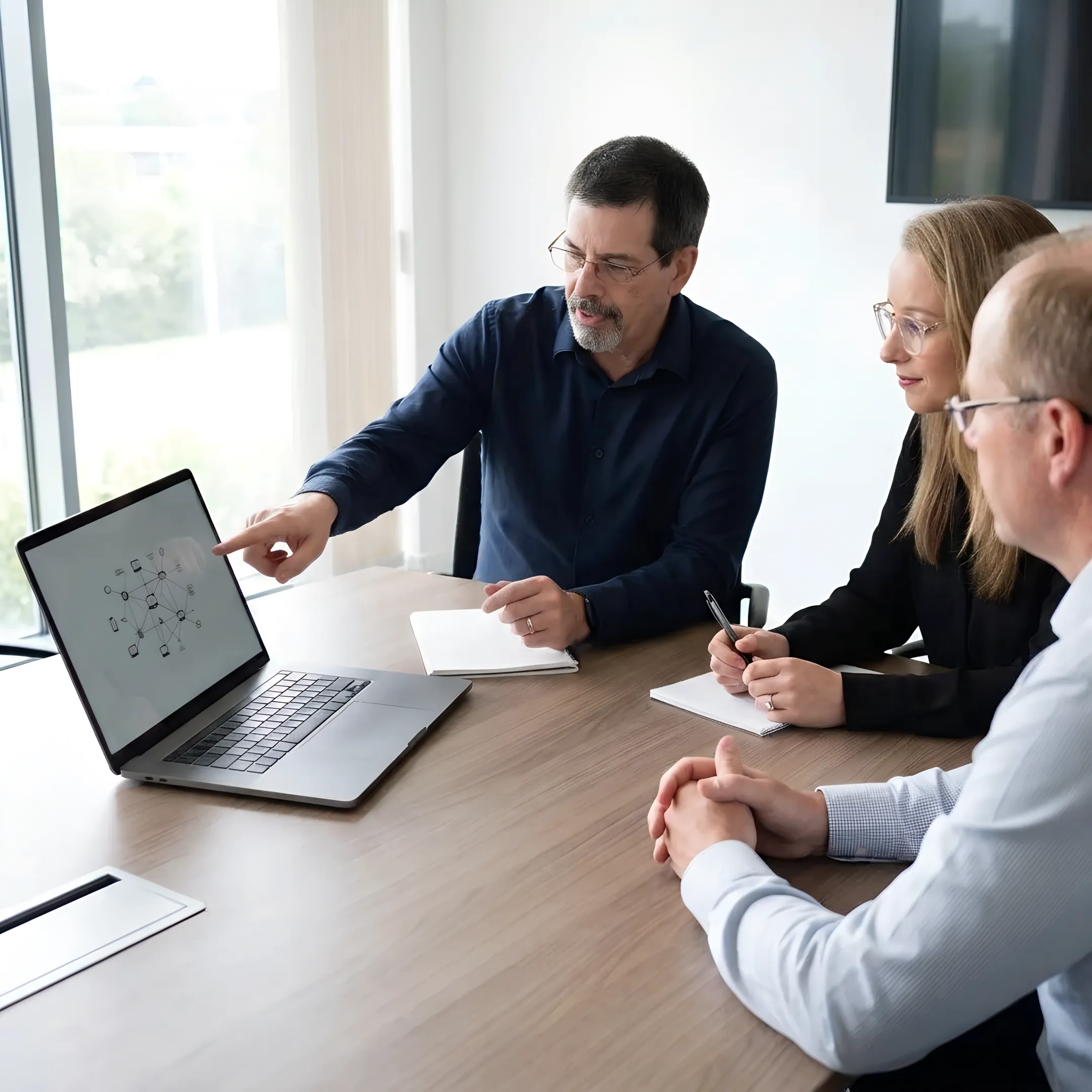 Nonprofit staff meeting with managed IT support specialist
