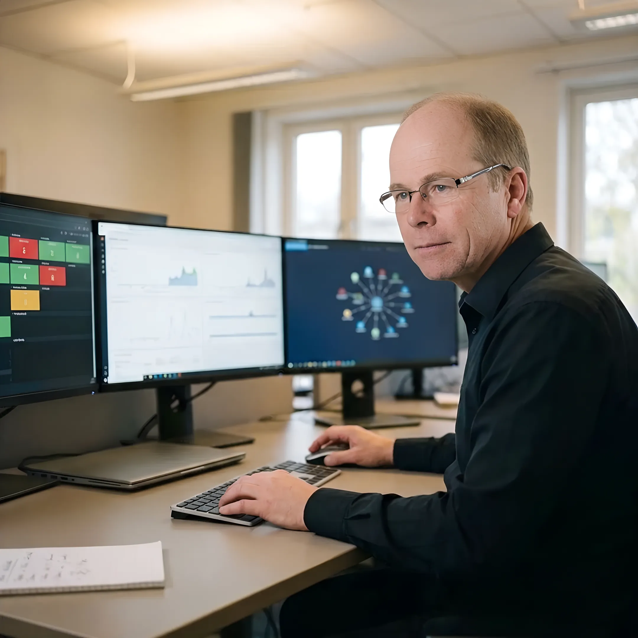 IT specialist reviewing cybersecurity controls