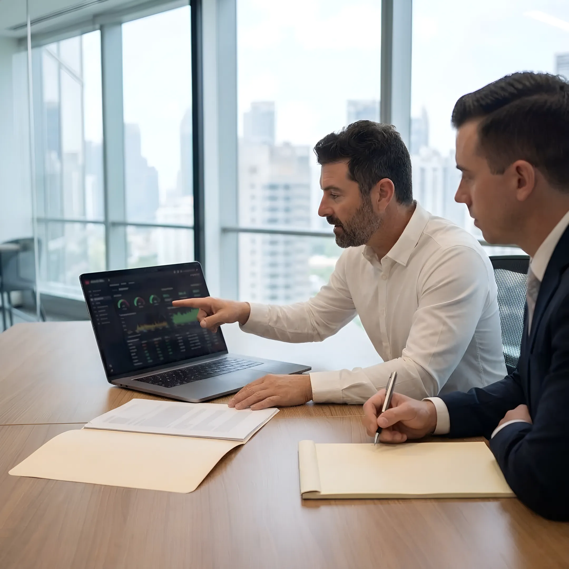 IT consultant reviewing infrastructure with a Chicago business team