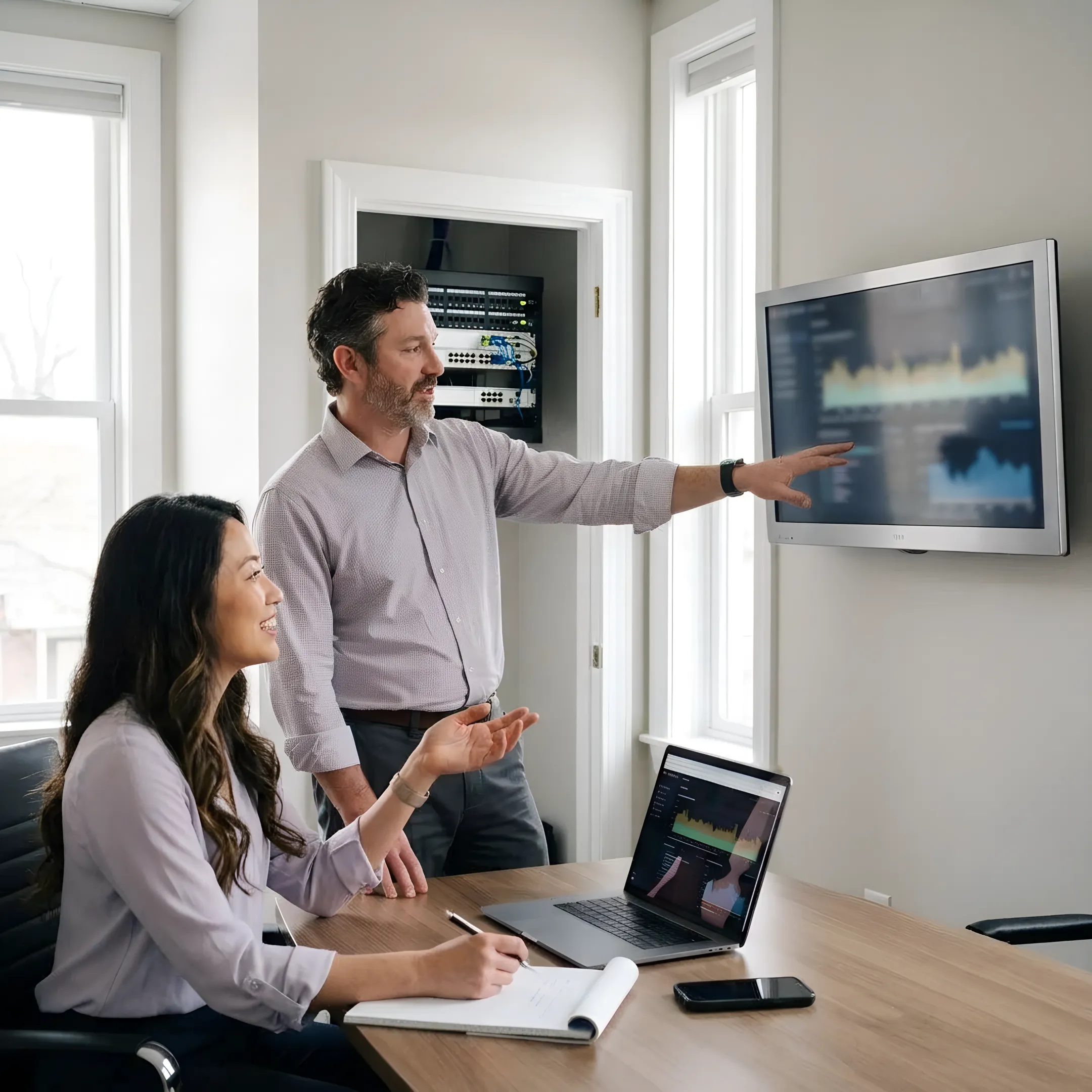 IT professional assisting a business team with technology