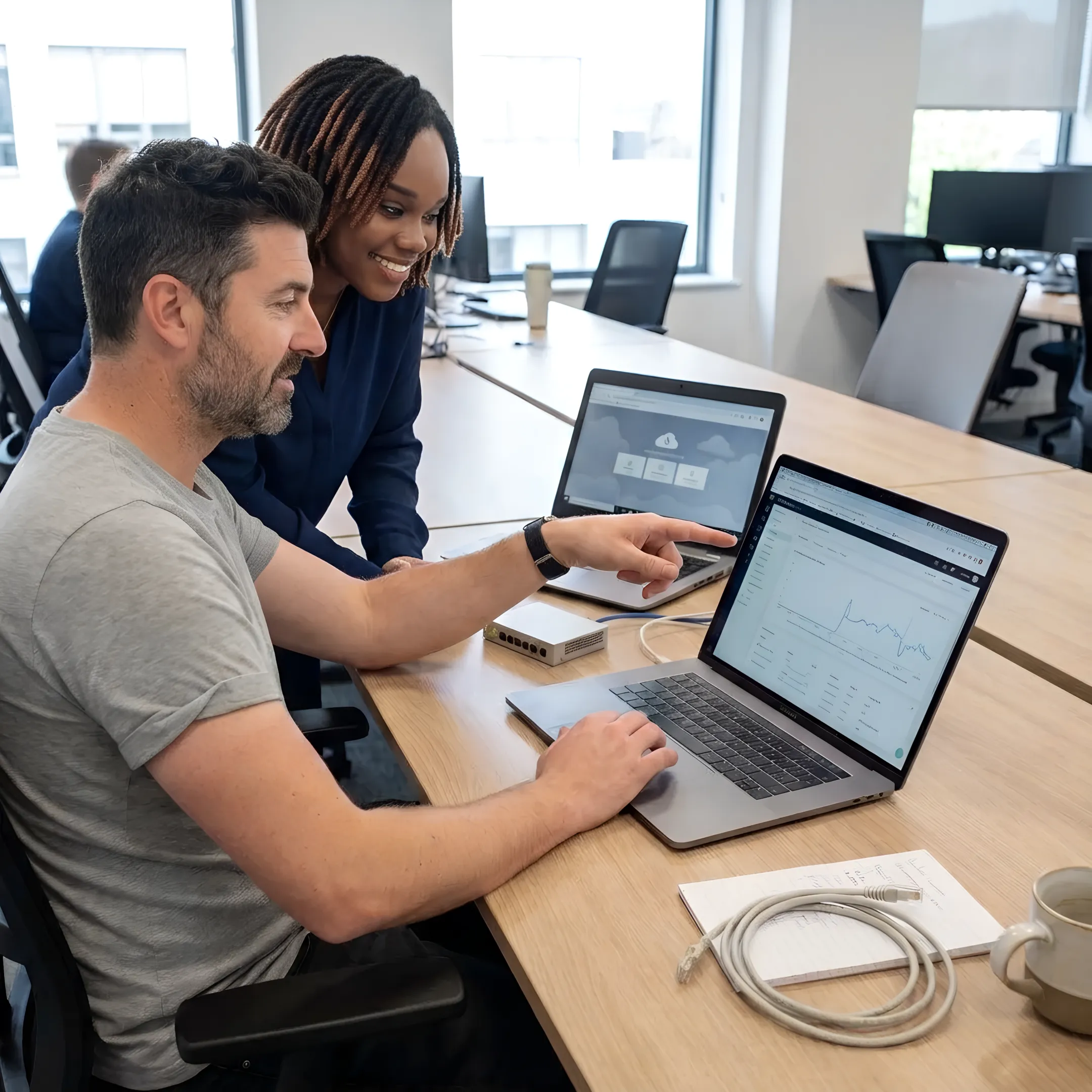 Technician assisting a business with managed IT