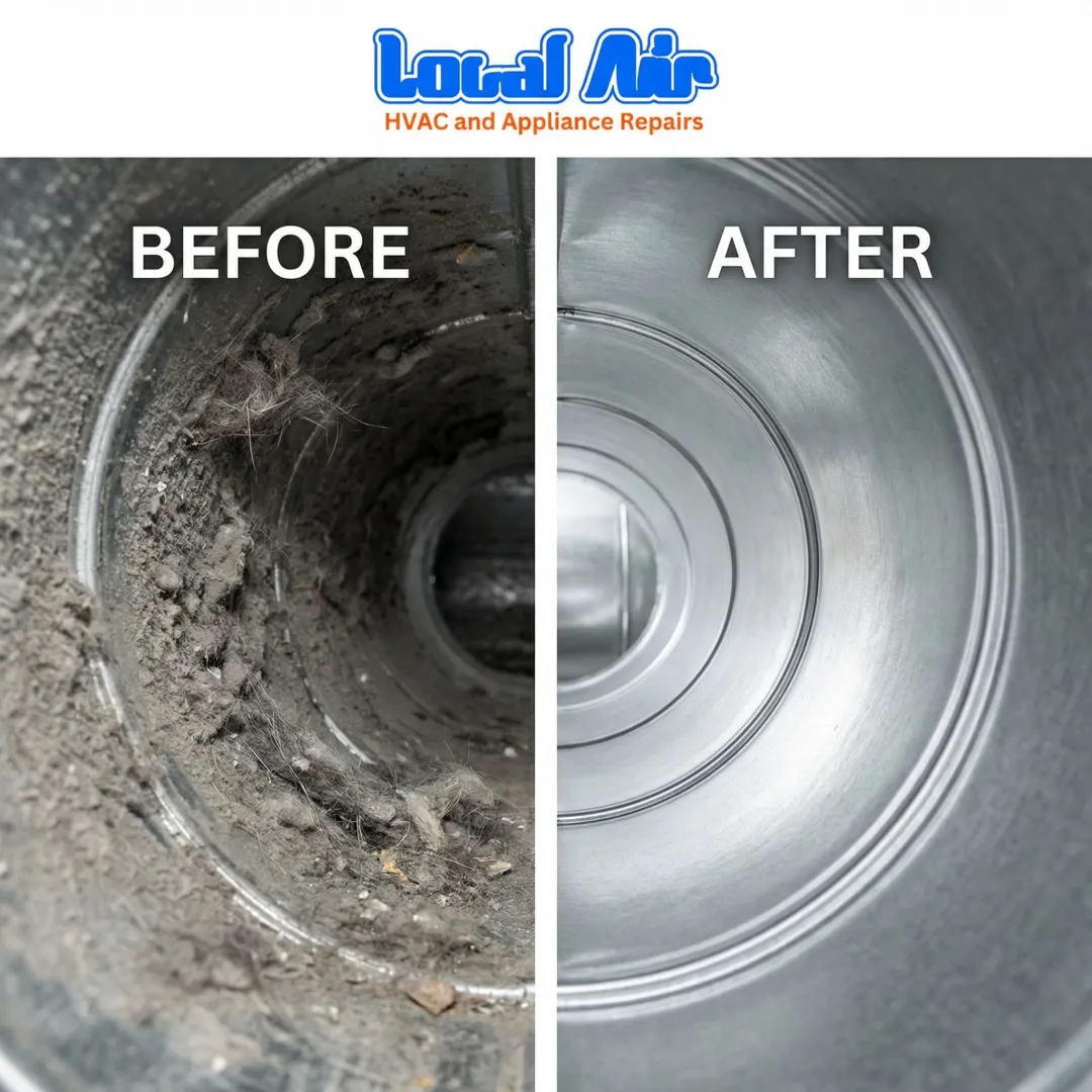 Clean residential HVAC ductwork showing improved airflow after professional cleaning